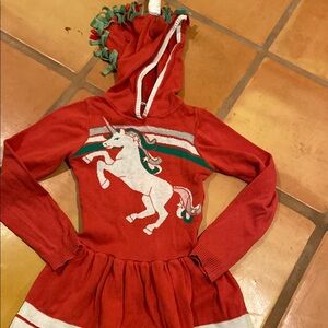 Unicorn Red Kids Sweater Dress